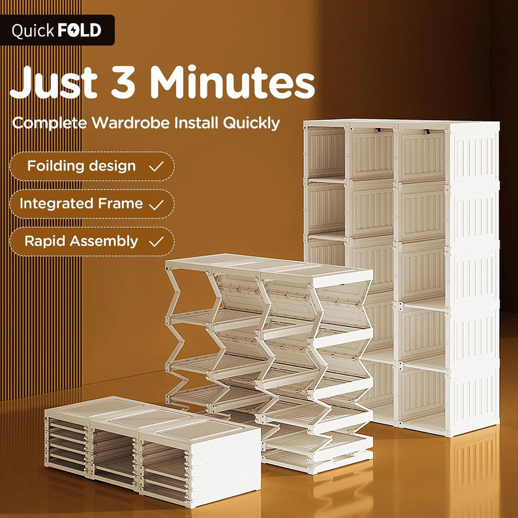 Portable Wardrobe Closet with Transparent Doors