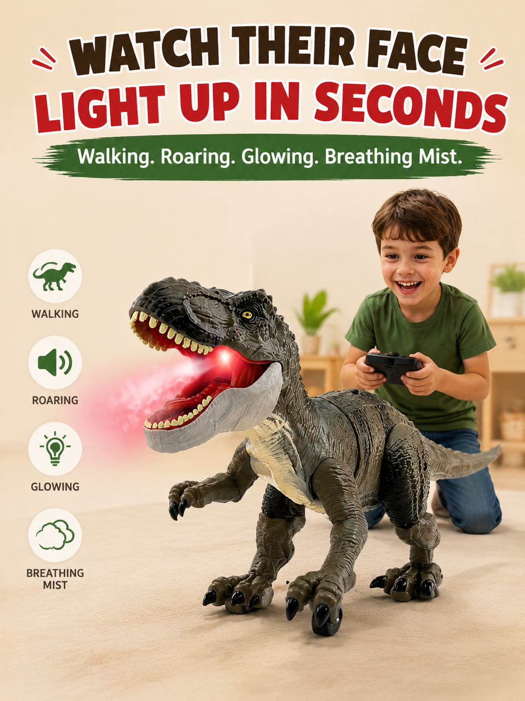 Mist‑Spraying Remote Dinosaur Toy