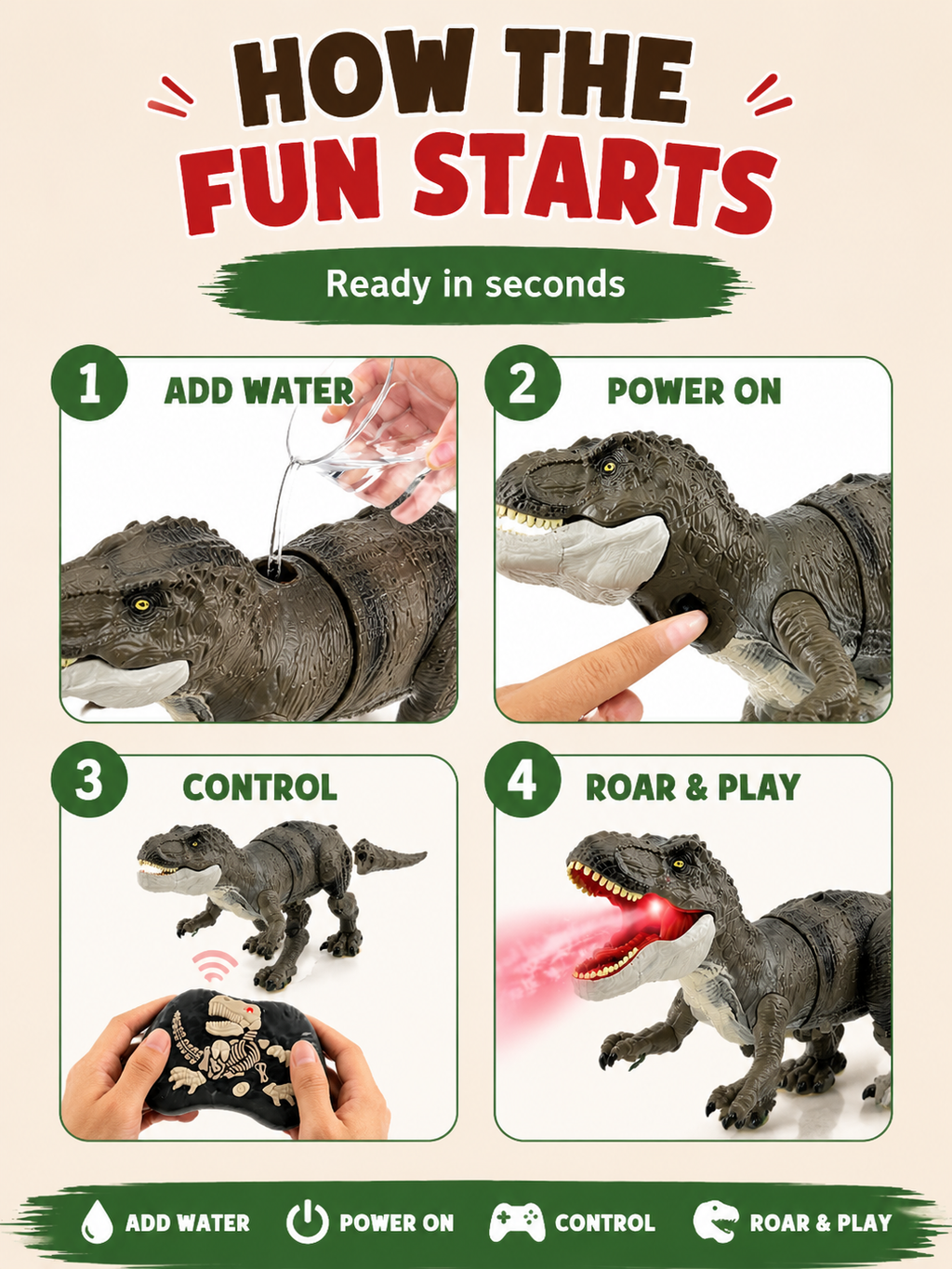 Mist‑Spraying Remote Dinosaur Toy