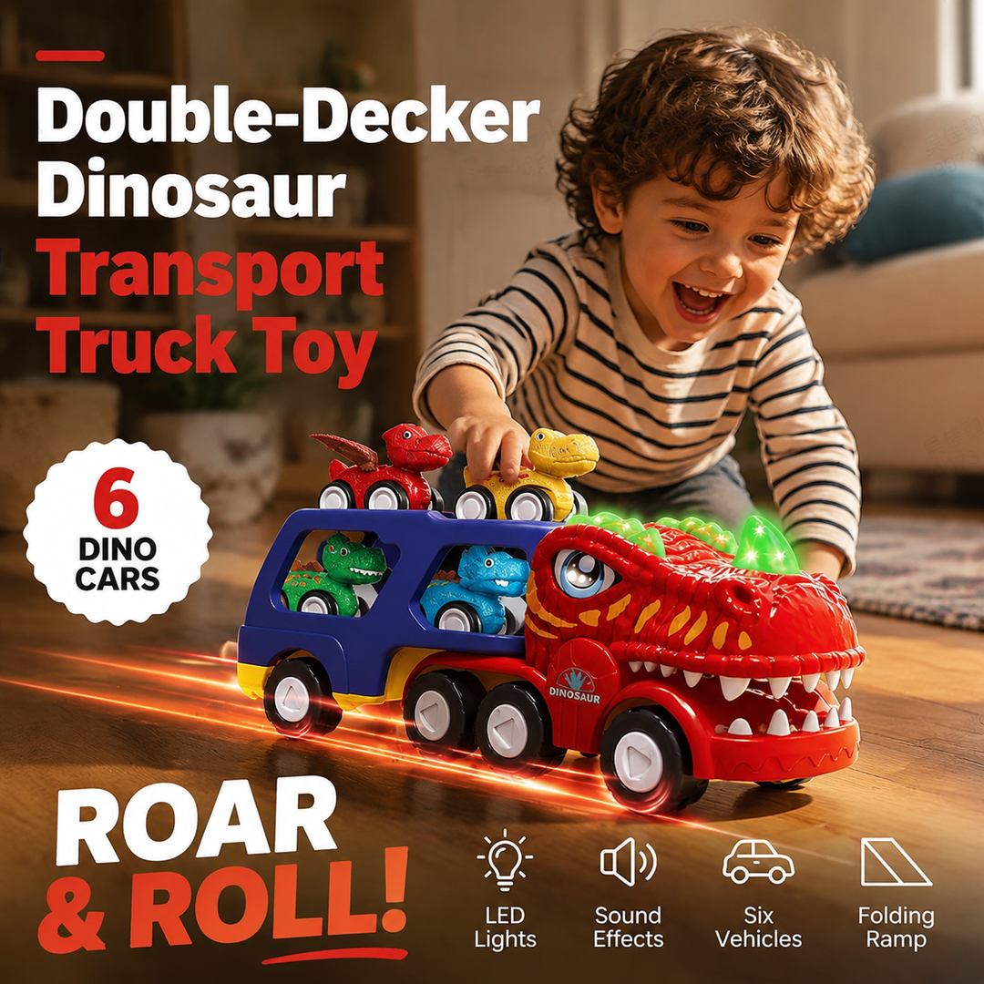 Lights & Sound Dino Transport with 6 Cars